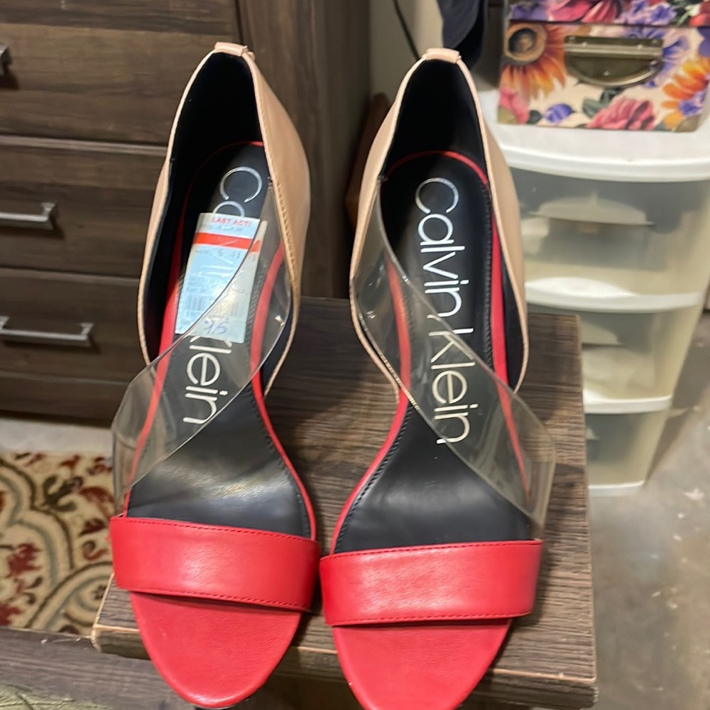 Calvin Klein red and tan shoes